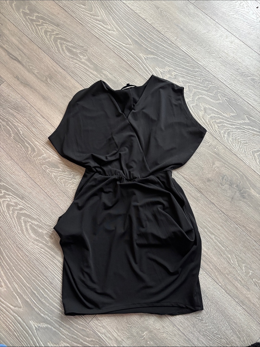 RACHEL Rachel Roy Black Faux-Wrap Sleeveless Mini Dress